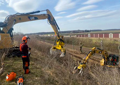 Rückschnitt und Bäume fällen am Bahngleis